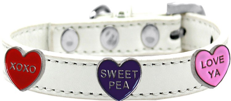 Conversation Hearts Widget Dog Collar White Size 20